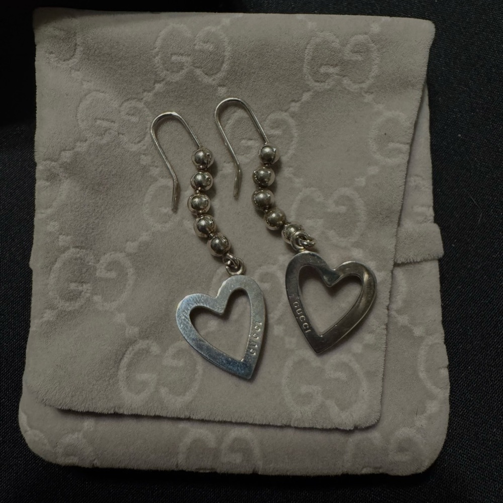 Gucci Silver Heart Earrings